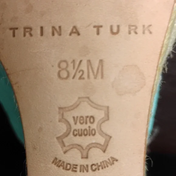 Trina Turk Turquoise Suede Leather Lace up Ankle Wrap Wedge Sandals - Picture 11 of 12